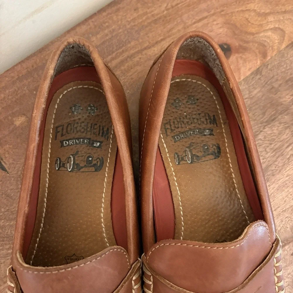 Florsheim Throttle Moc Penny Loafer Driving Shoes Slip On Brown Leather Mens 8